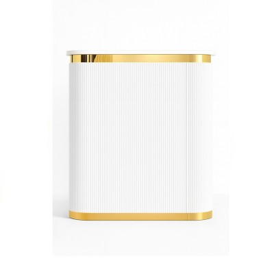 Mostrador recepcion moderno con detalles dorados