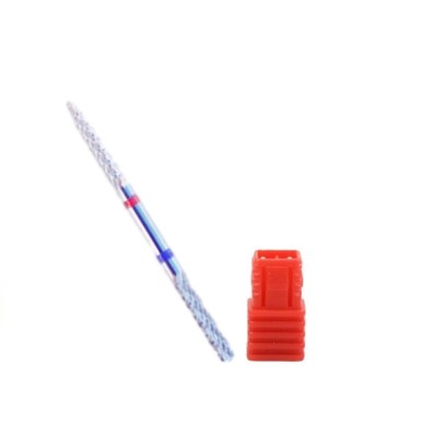 F-M 3/32 DOUBLE HEAD DNLL ROJO AZUL Fresa de carburo doble puntas para torno manicura